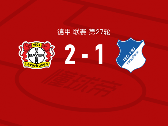 勒沃库森vs霍芬海姆全场数据：射门数34-6，射正数11-2